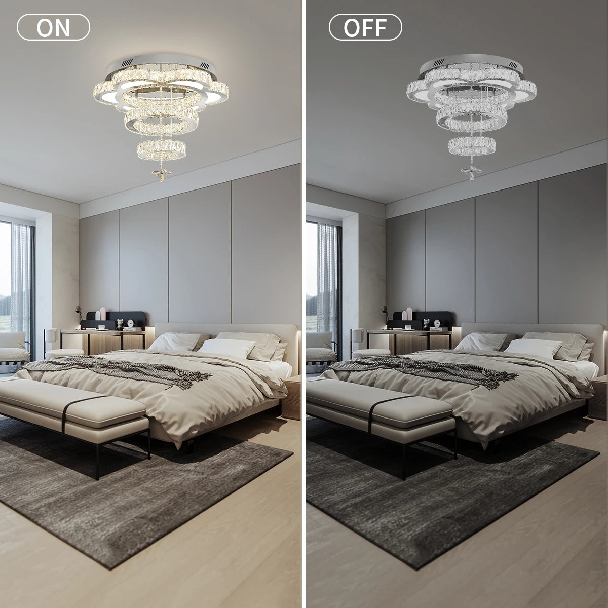 Advanced Flower Shaped Crystal Ceiling Pendant Lamp LED Stepless Dimming with Remote Control Luxury Home Decorative Lights