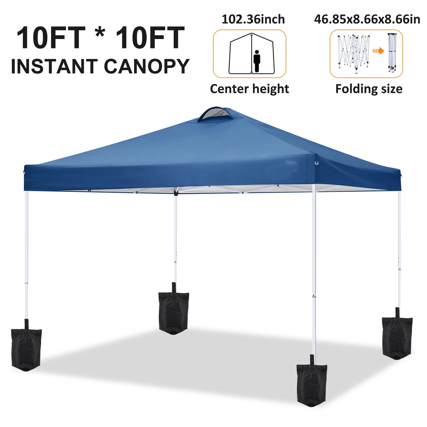 10x10 Ez Pop Up Canopy Tent with 4 Sidewalls, UPF 50+Waterproof Outdoor Canopy with Air Vent,Gazebo forSun Shade Party4 Sandbags