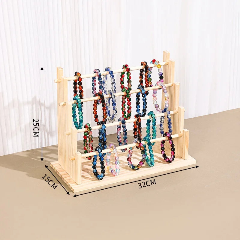 Wooden Bracelet Stand and Display 6 Tier Bracelet Holder Organizer Displays for Selling Stand for Jewelry Bangle