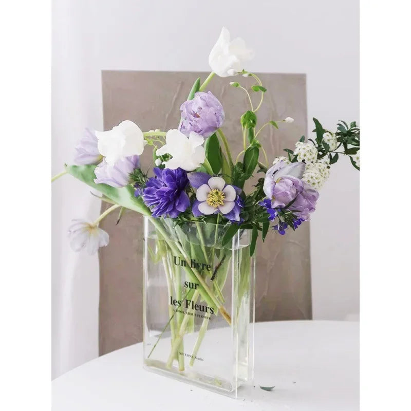 Clear Book Flower Vase Creative Acrylic Transparent Vase The Mystery Of Growth Book Vases Modern Decorative Vases Room Decor