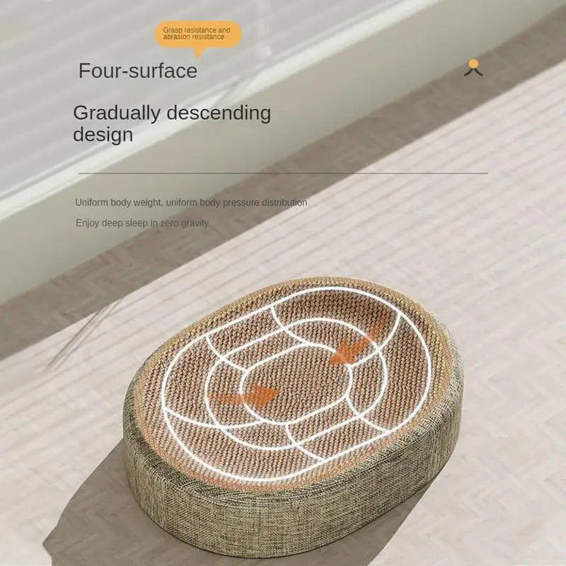 16.14x12.2x3.93 Sturdy Pet Sleeping Mat For Indoor Cat Bed 2 in 1 Scratcher Mat Cat Bed Oval Cat Scratcher Pad