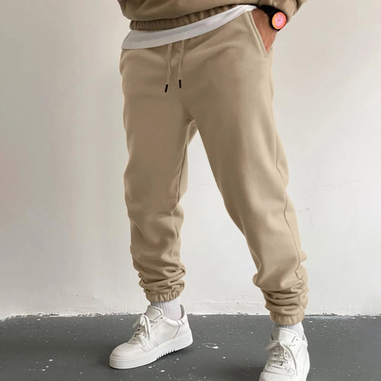 Outdoor Jogger Fitness Running Sweatpants For Men's Black High Waist Drawstring Sport Casual Pants With Pockets Baggy Trousers