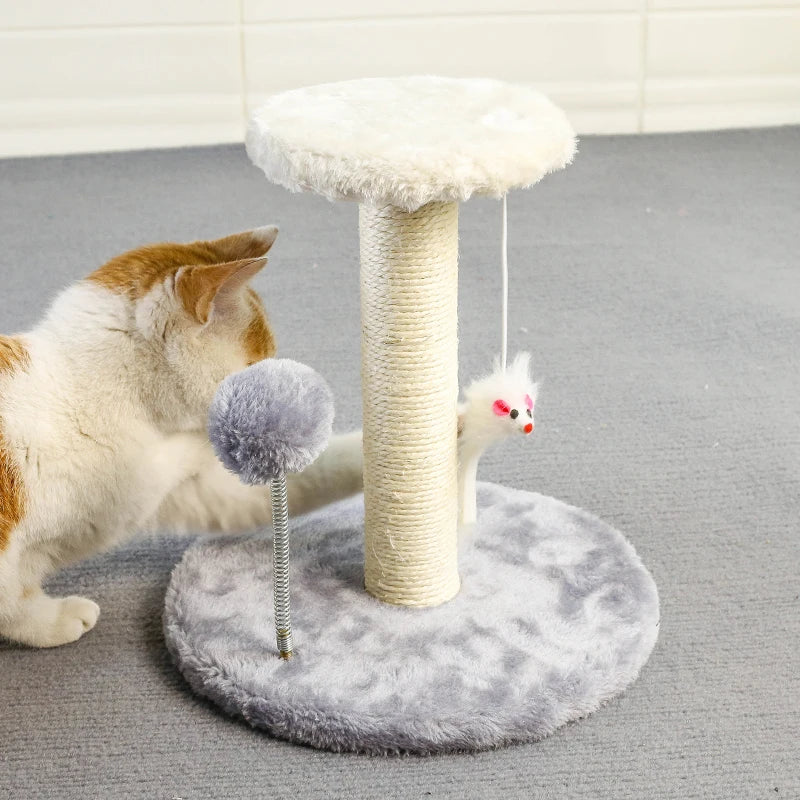 Cat Tree Tower, Cat Scratching Post with Interactive Ball Toys and Plush Mouse for Kitty Cat Play Tower Activity Centre for Play