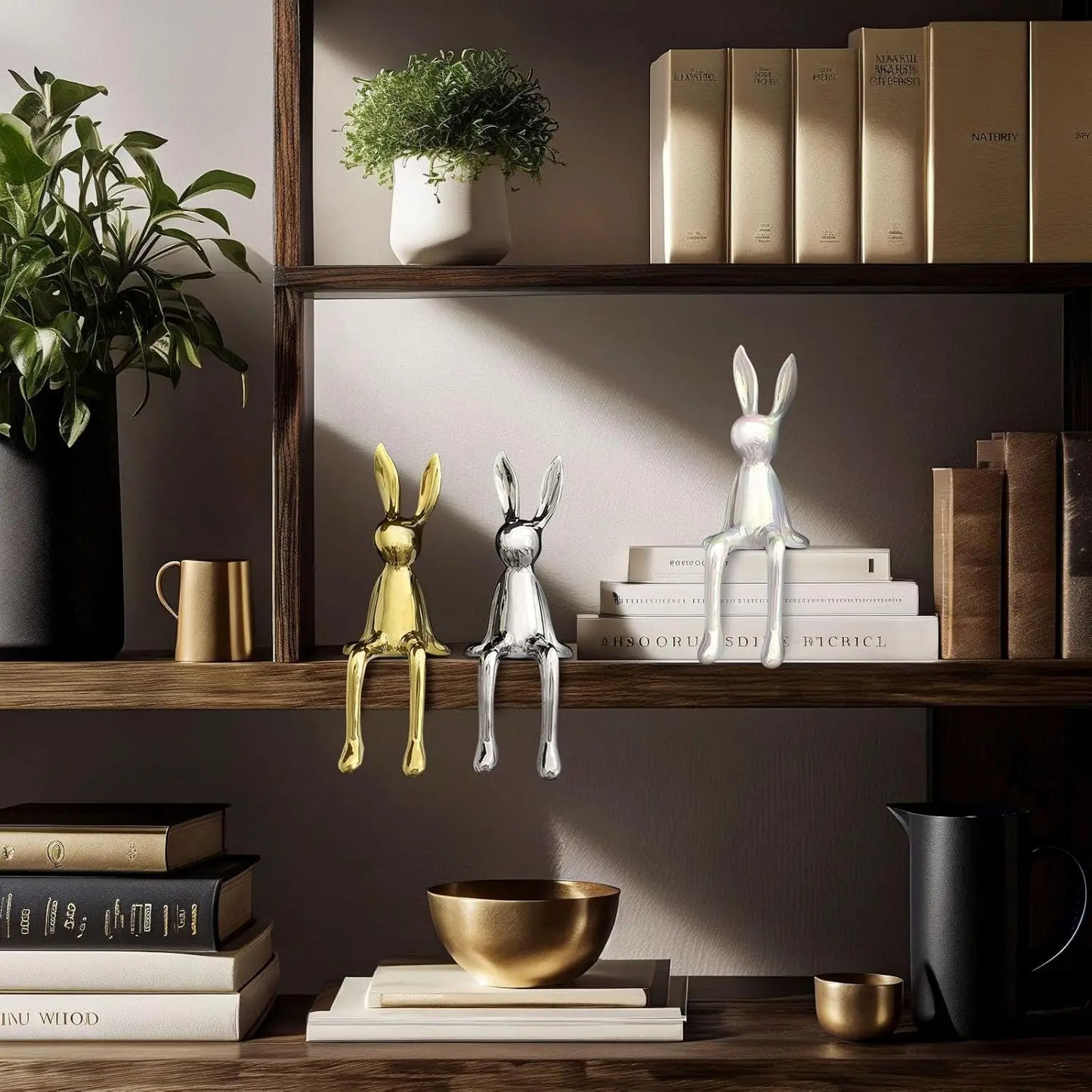 Rabbit decorations sculptures ornaments creativeartfashion ceramic materials electroplating technology bedroom living room foyer