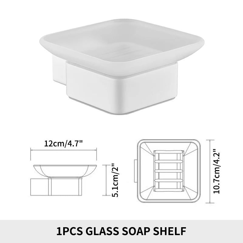 White Bathroom Accessories Towel Rack Shelf Toilet Brush Roll Paper Holder Toothbrush Holder Soap Dish Coat Holder Bath Hardware