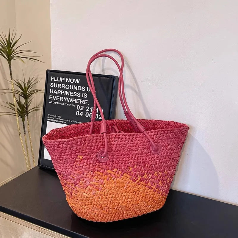 Handmade Women's Handbags big Woven Female Shoulder Bag Summer Straw Beach Bags Shopper Baskets Bohemian Rattan Tote Bag