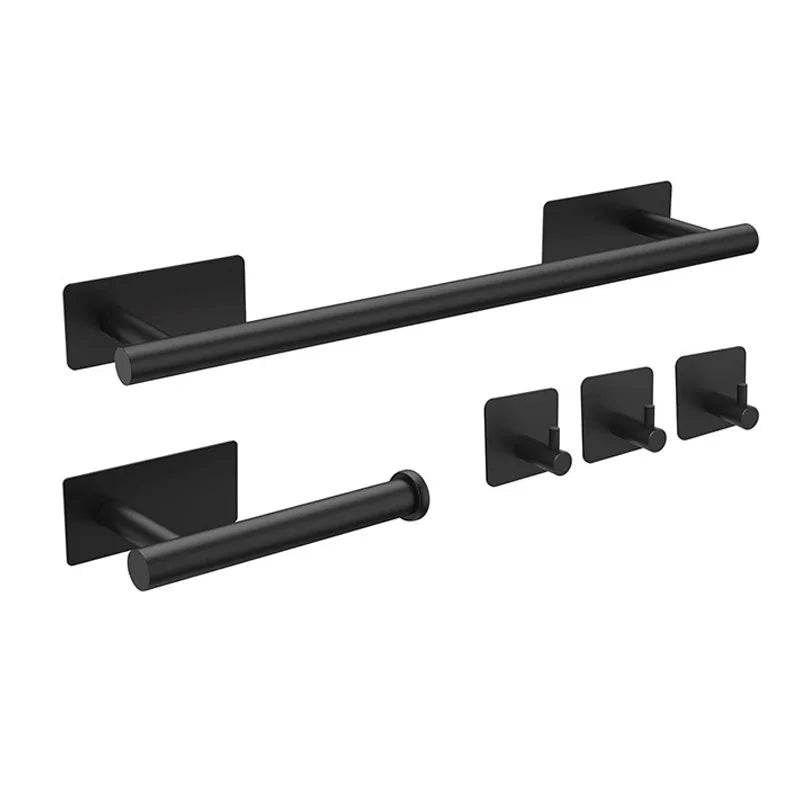 5-Piece Bathroom Hardware Set – Wall-Mounted Accessories Including Towel Bar, Hooks, and Toilet Paper Holder