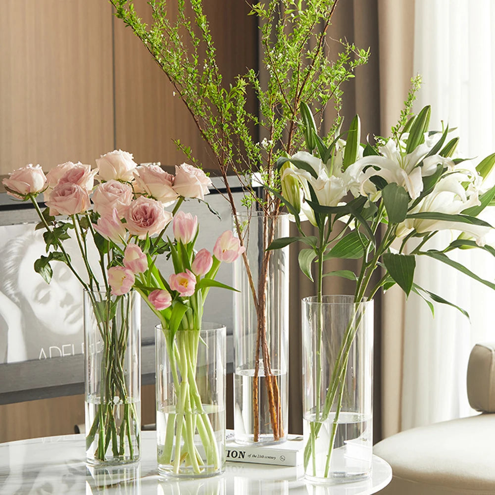 1Pcs Shatterproof Plastic Vases Tall Large Transparent Flower Vase Hydroponic Decoration Flowerpot Acrylic Cylinder Vases