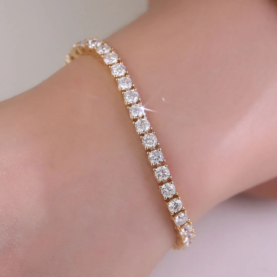 Provence Tennis Bracelet 18KGold 3.0mm four Prong Setting DEF/VS Lab Diamonds Simple Bangle for Women Men Personalized Custom