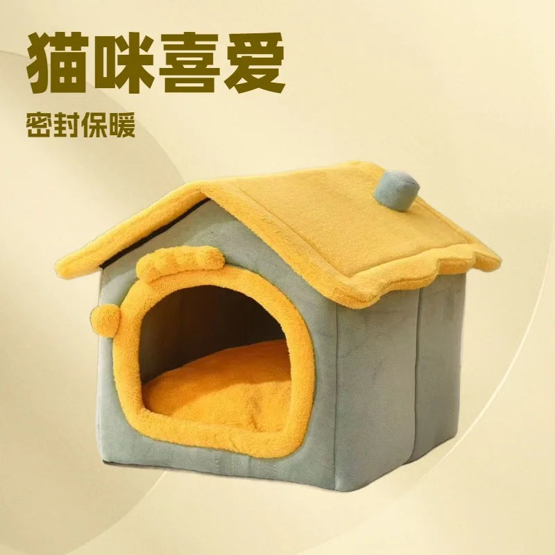 Cat Dog House Winter Keep Warm Cats Dogs All Seasons Removable Washable Doghouse Cat Bed Pet Supplies