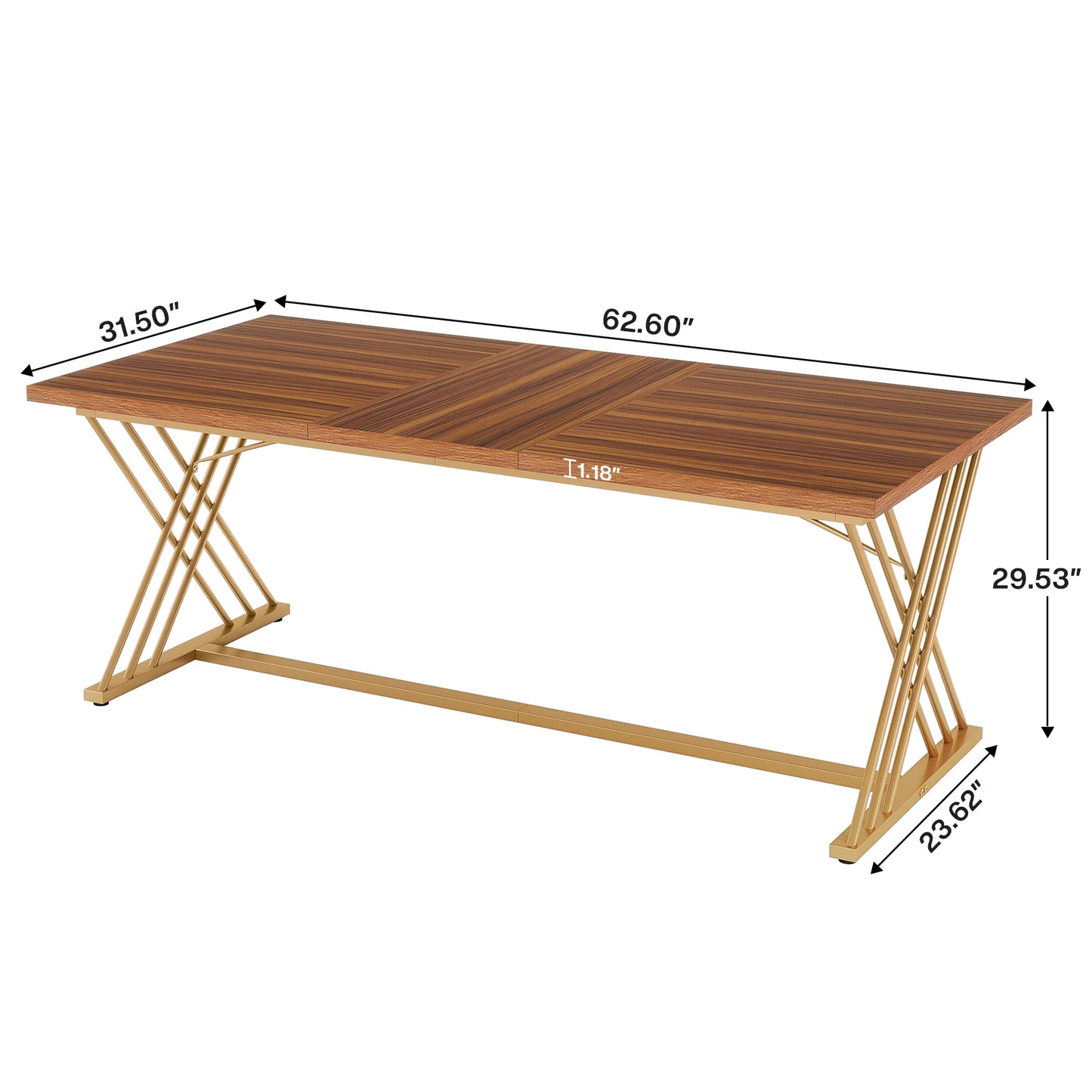 Tribesigns 63-Inch Dining Table for 4-6 People, Industrial Kitchen Table Dining Room Table for Living Room, Kitchen
