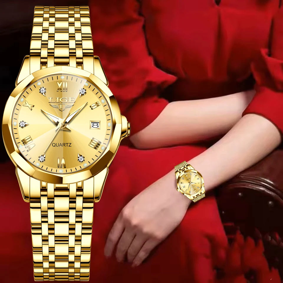 Relogio feminino LIGE Business Women's Watches Top Brand Luxury Waterproof Sport Quartz Watch For Women Simple Date Watch Ladies