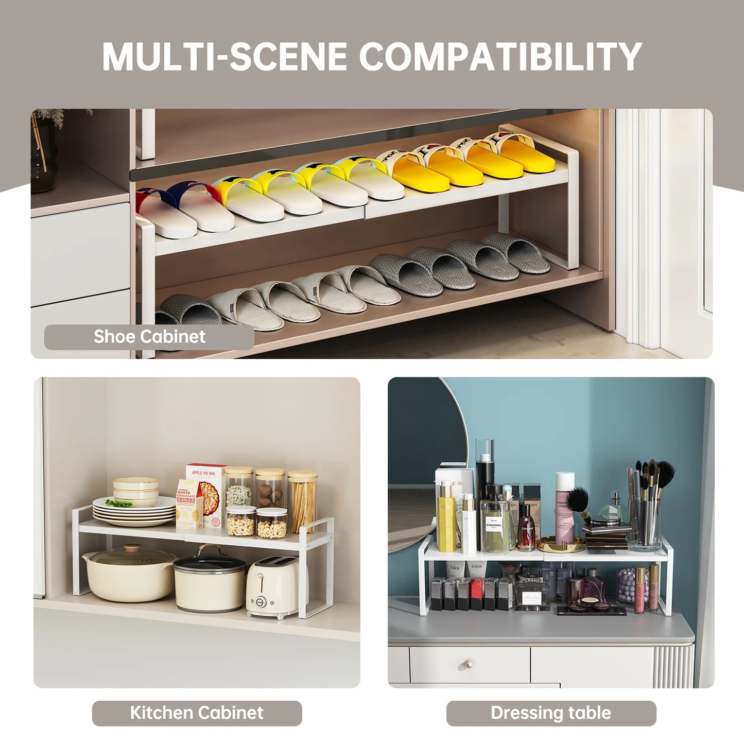Kitchen Storage Rack under the Sink Cabinet Layered Rack Countertop Desktop Retractable Cabinet Dish Storage Rack Home
