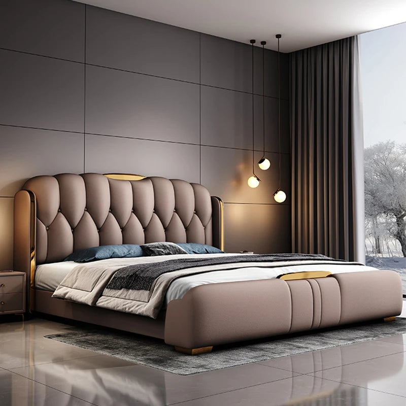 Upholstered Minimalist Bed Frames Queen Modern Luxury Bed Sleeping Headboard Camarotes Para Dormitorio Bedroom Furniture