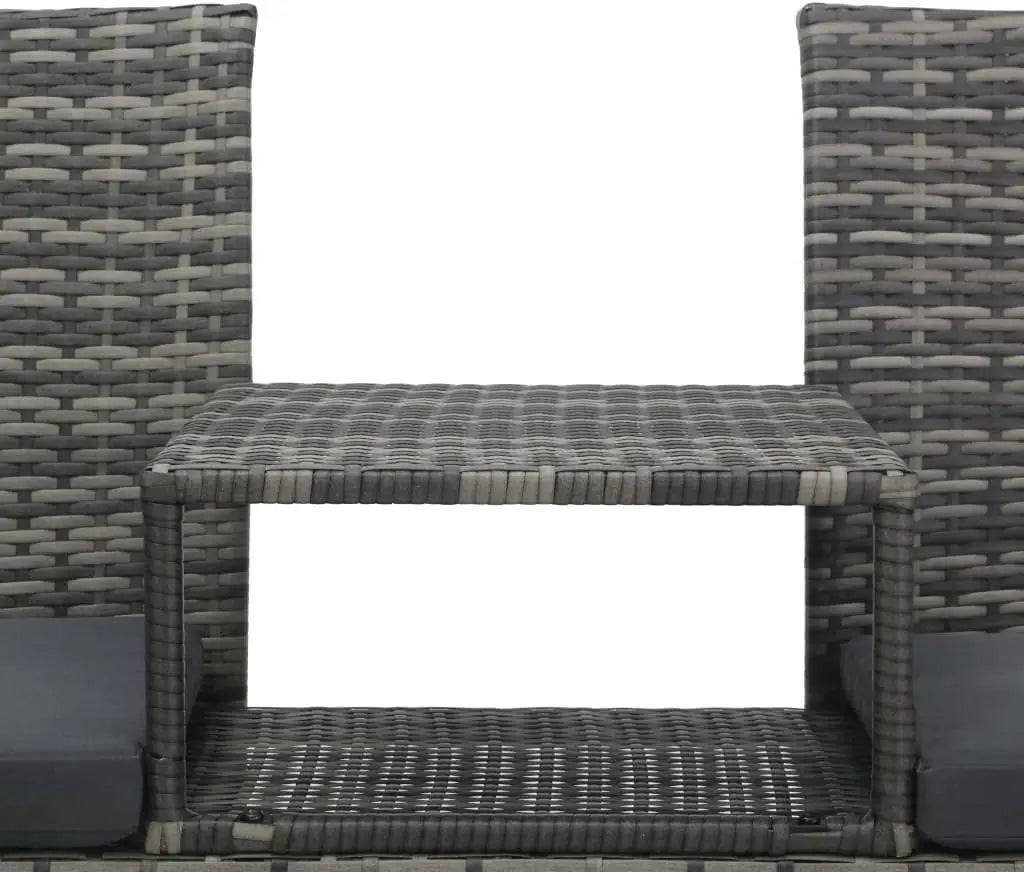 Modern 2Seater Patio Sofa with Tea Table WeatherResistant Lightweight Poly Rattan Outdoor Furniture Set Anthracite