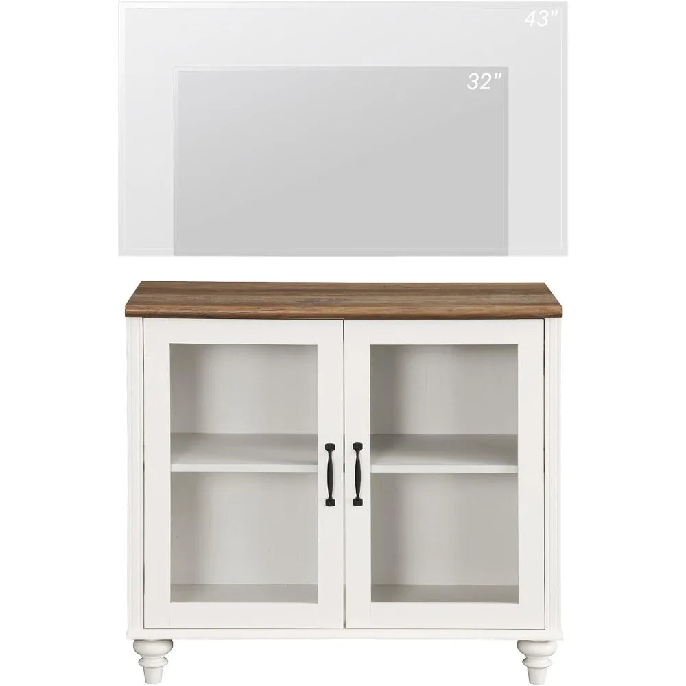TV Stand for, Wood Console Table Storage Cabinet for Living Room, Kitchen Sideboard Buffet Cabinet With Glass Door