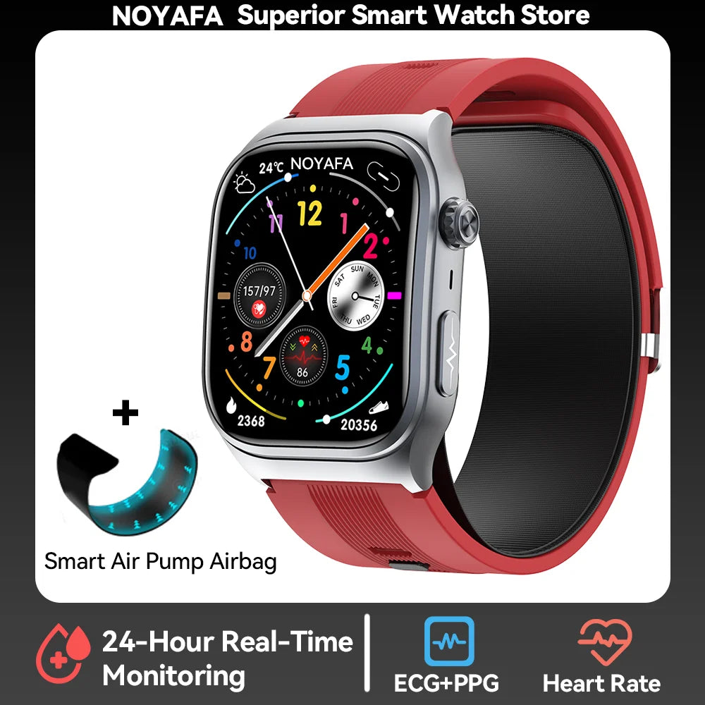 For XIAOMI 2025 Smart Watch New Air Pump Blood Pressure Lipid Uric Acid ECG NFC Body Temperature Answer Call Health Smartwatch