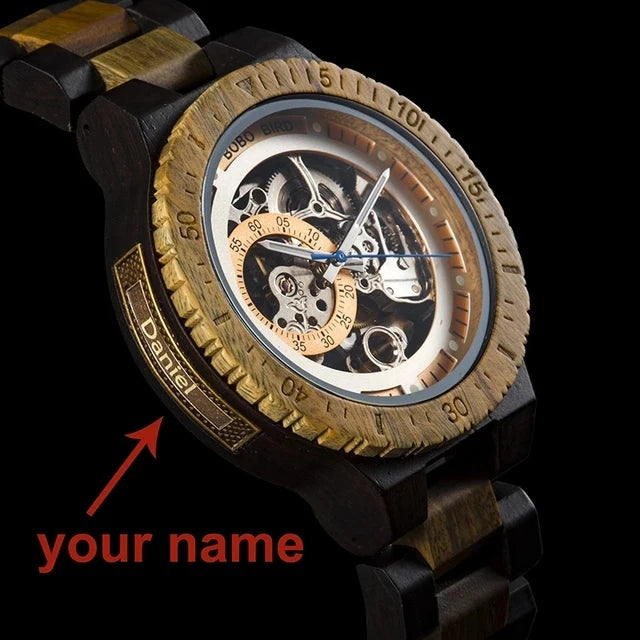 Mechanical Watch BOBO BIRD Wooden Watches Men Luxury Fashion Automatic Wristwatch Luminous Timepiece Clock Custom Gift Box OEM