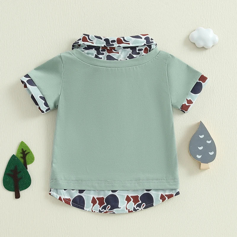 2024-12-16 Lioraitiin Summer Toddler Baby Boy T-shirt Short Sleeve Embroidery Duck Patchwork Clothes Tops