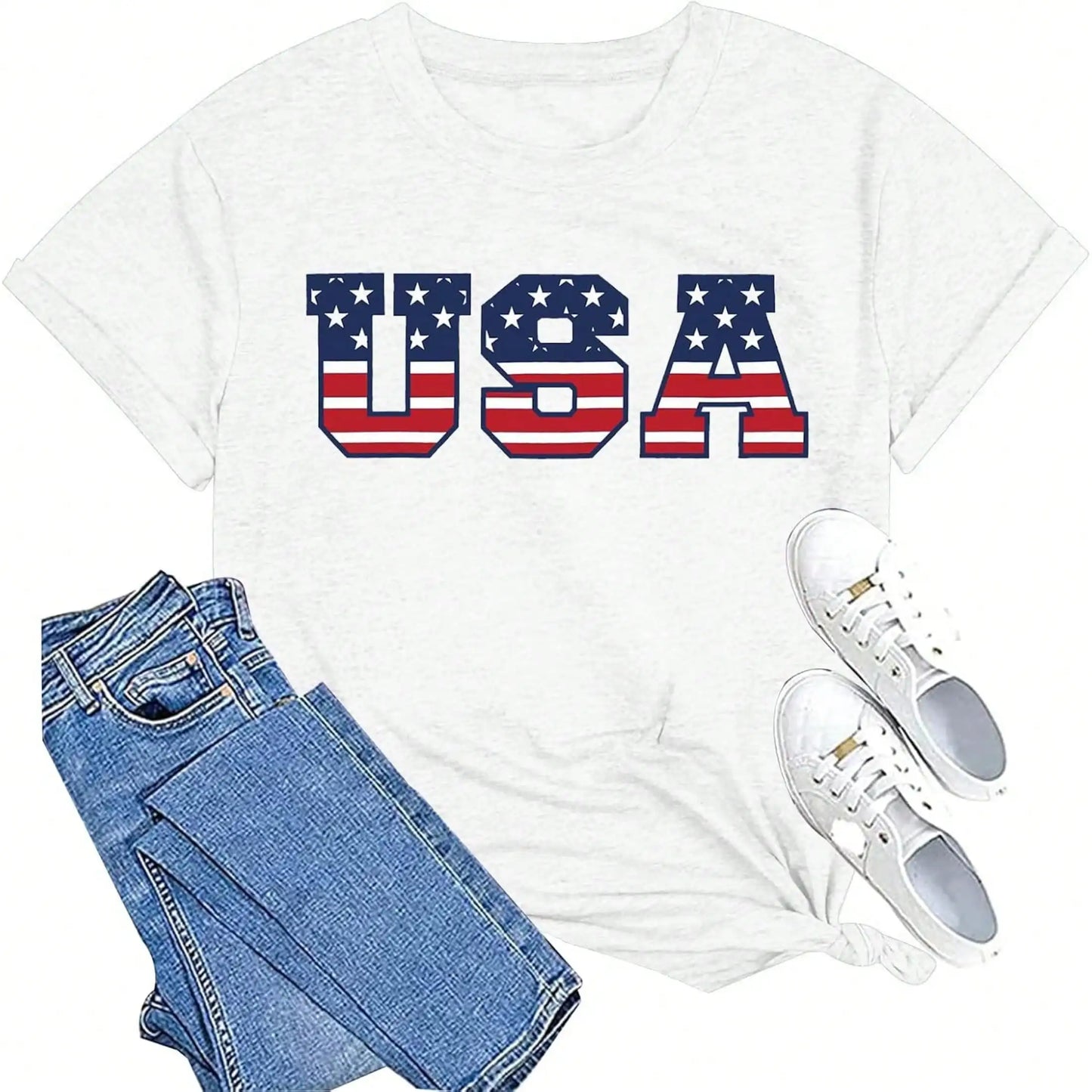 American Flag Shirts For Women 4th Of July Tops USA Print T Shirt Proud T-Shirt Comfort Neck Short Casual Short Sleeve American