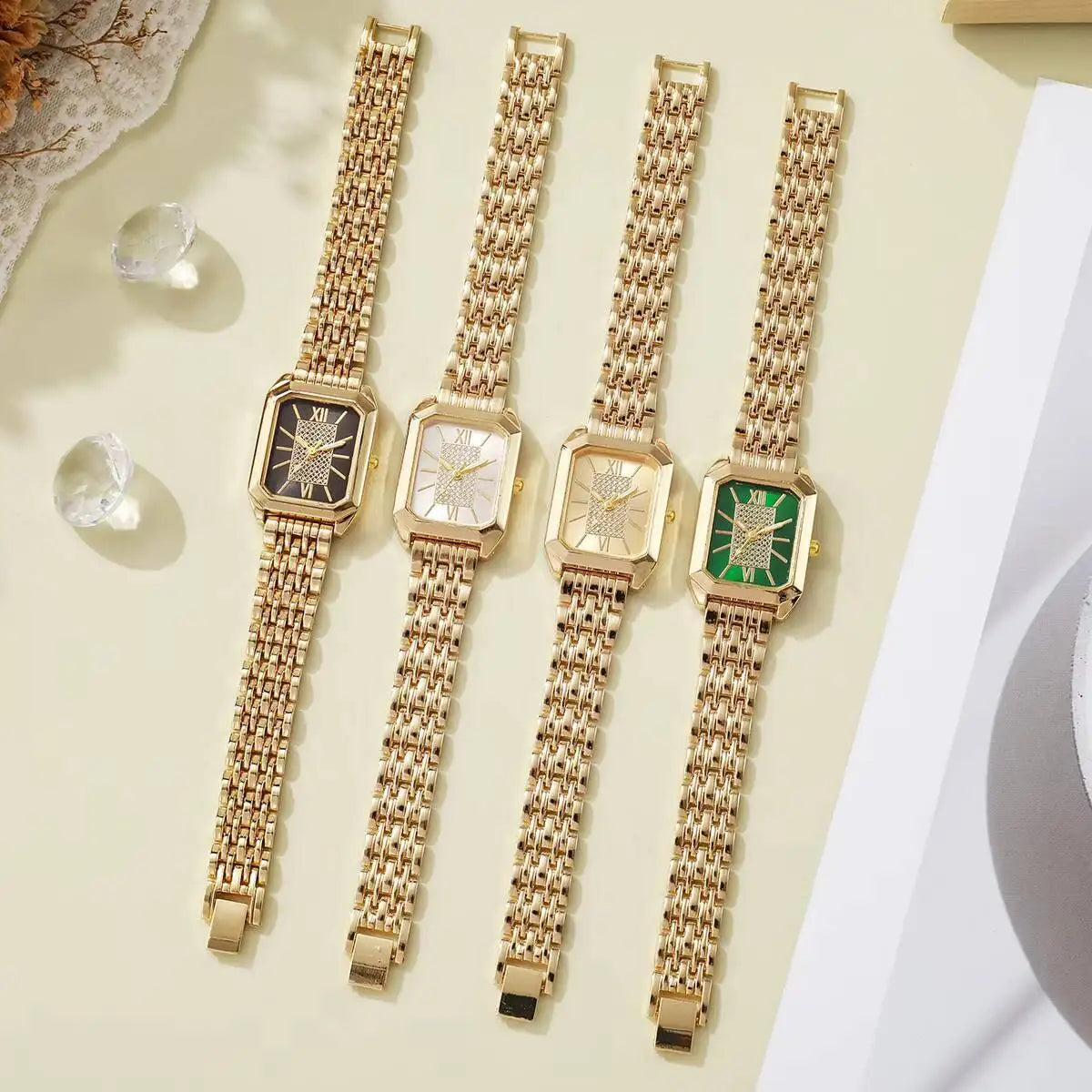 Fashion Rectangle Women Watches Ladies Stainless Steel Strap Quartz Wristwatches Reloj Mujer(Without Box)