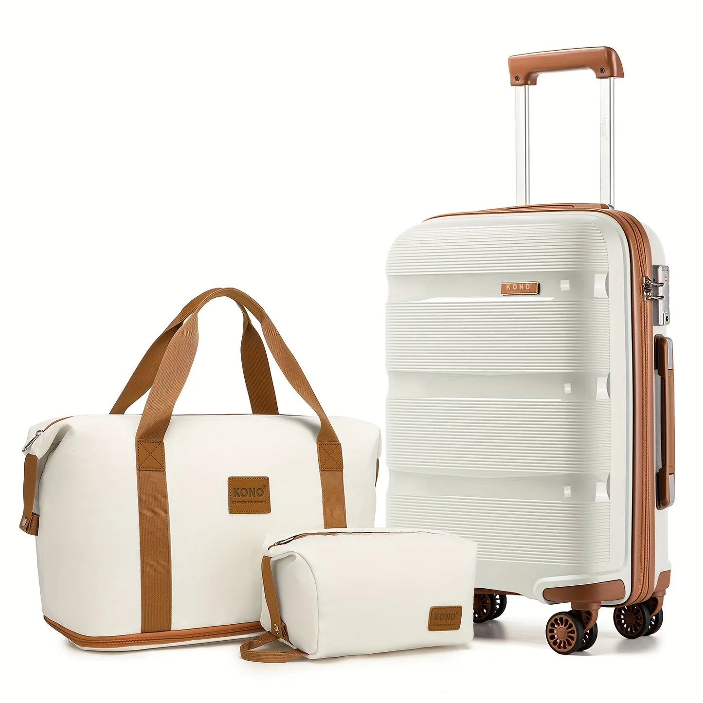 Kono 20" Lightweight Hardshell Luggage Set - Cabin Carry-On with Travel & Toiletry Bags