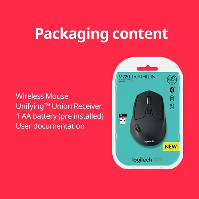 Logitech M720 Wireless Bluetooth Mouse Dual Mode Multi-Device Office Efficient Comfortable for Laptop Accessories