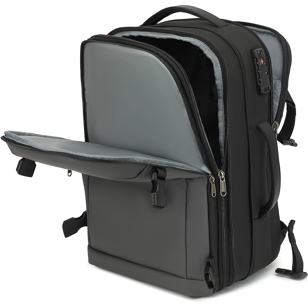 POSO Anti-theft Men Backpack For 17.3 inch Laptop 60 L Vacuum Compression Travel Storage Bag Large Waterproof Oxdord 180 ° Open