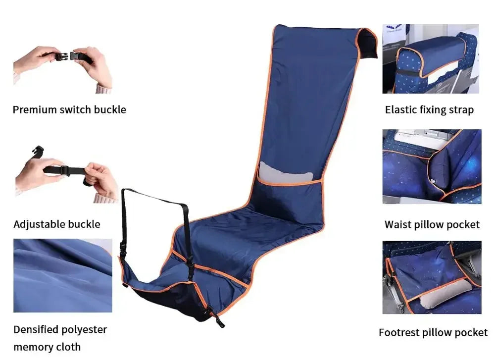 VECENT Adjustable Footrest Hammock with Inflatable Pillow Seat Cover for Planes Trains Buses Swing Chair Outdoor Chair Travel