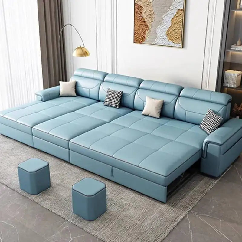Cozy Modular Waterproof Sofas Beds Luxury Lounge Blue Nordic Modern Living Room Sofas Leather Foldable Divano Letto Furniture
