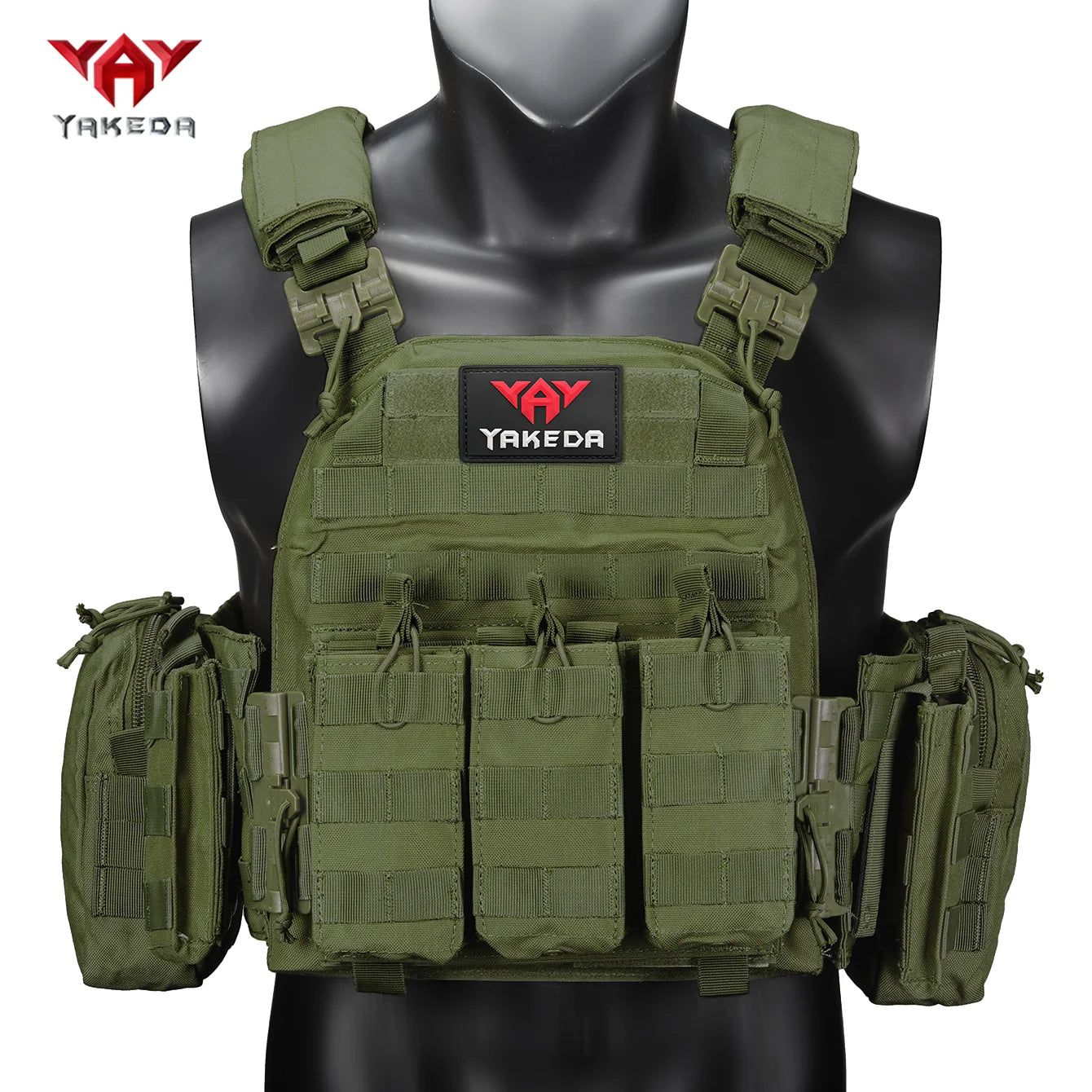YAKEDA quick-release three-in-one equipment bag hunting vest with six-piece accessory set, detachable and expandable.