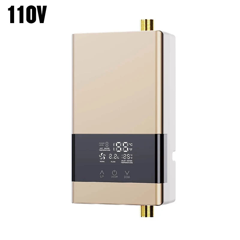 110V/220V Instant Water Heater Bathroom Kitchen Wall Mounted Electric Water Heater LCD Temperature Display with Remote Control