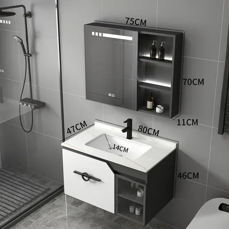 Bathroom Dressing Table and Sink Combination, Rock Plate Integrated Washbasin, Smart Mirror Cabinet, Toilet Furniture