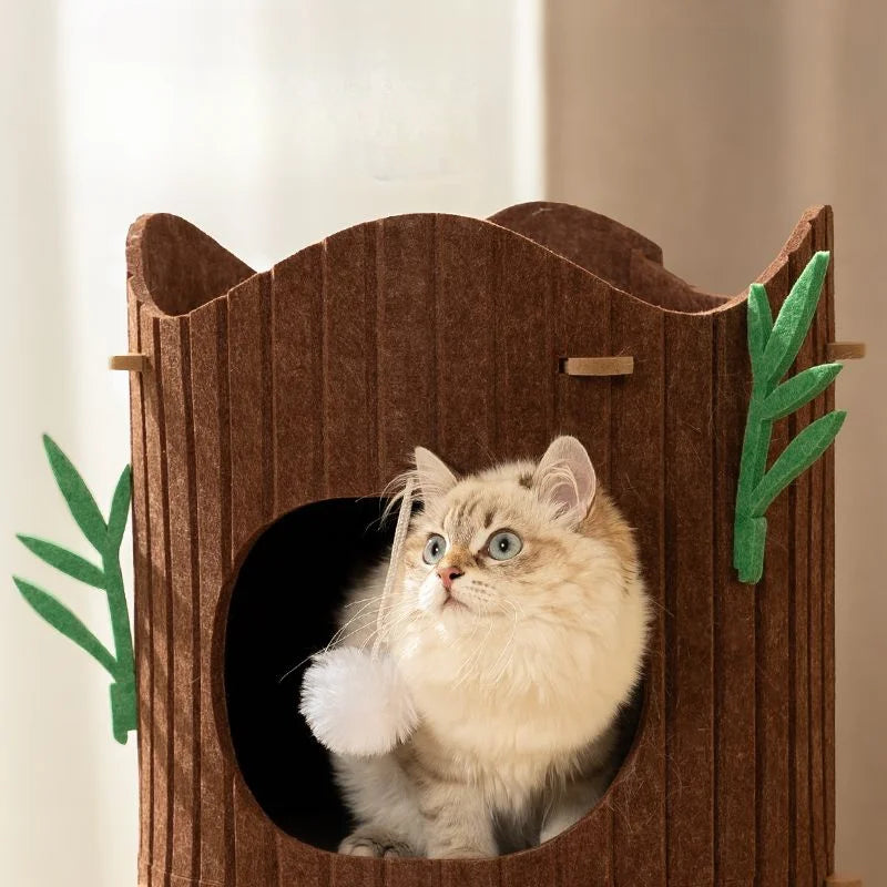 Multi-layer Tree Stump Cat Climbing Frame Small Sisal Bucket Felt Cat Nest Scratch-resistant Sisal Cat Tree Pet Toys