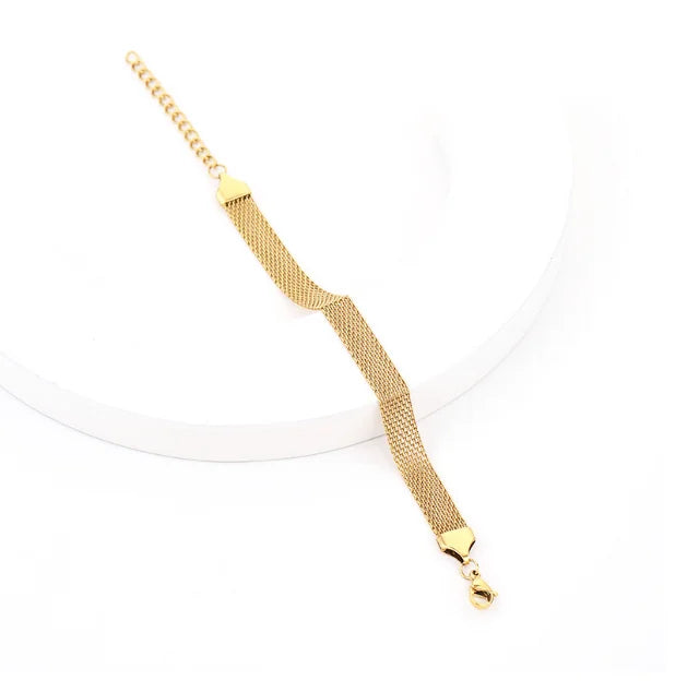 ZMZY European Mesh Tennis Bracelet For Women Fashion Gold Plated Stainless Steel Chain Jewelry Crystal Bead Bracelet Jewellery