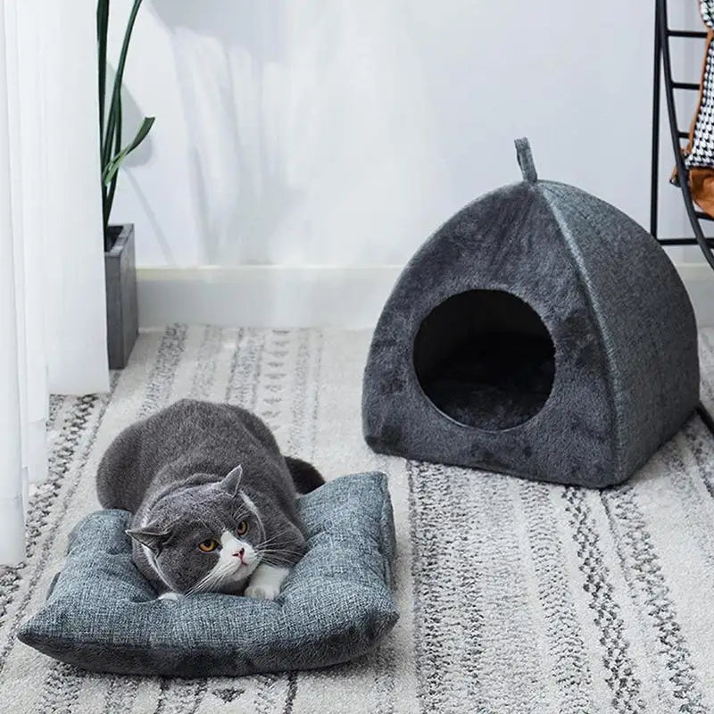 New Deep Sleep Comfort In Winter Cat Bed Thicken Cat Dog Cave Cat's House Products Pets Tent Cozy Cave Cat Beds Indoor For Dog