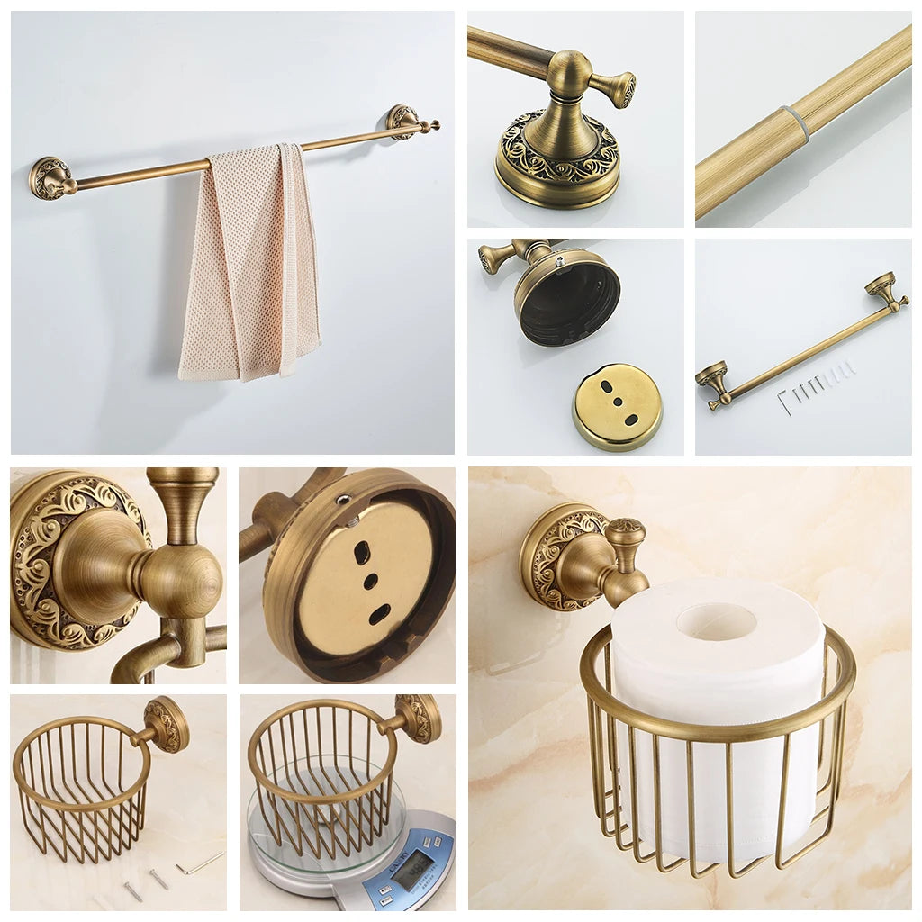 Bathroom Accessories Antique Bronze Towel Shelf Toilet Paper Holder Soap Holder Towel Rack Tumble Holder Antique Bronze ELF4001