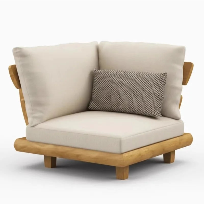 Outdoor Sofa, Full Teak Furniture Set, Rain and Sun Protection, Suitable for Gardens, Villas and Outdoor Swimming Pools