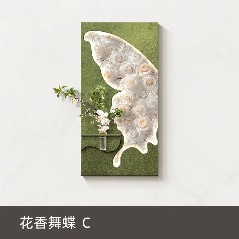 2025 New Model Living Room Sofa Background Wall Decorative Painting, Hydroponic Green Plants Hanging Painting, Energy-saving LED