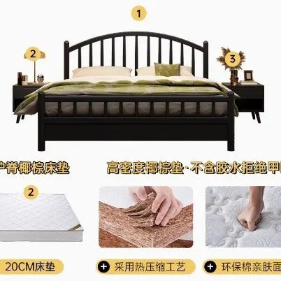 Nordic black retro American modern simple 1.5m storage princess bed solid wood bed 1.35 meters double 1.8 meters