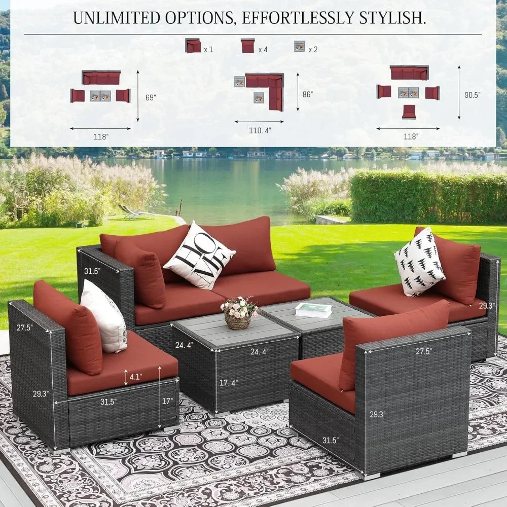 Large High-Back Wicker Patio Conversation Set – Rattan Outdoor Sectional Sofa for Backyard, Garden & Outdoor Living Spaces