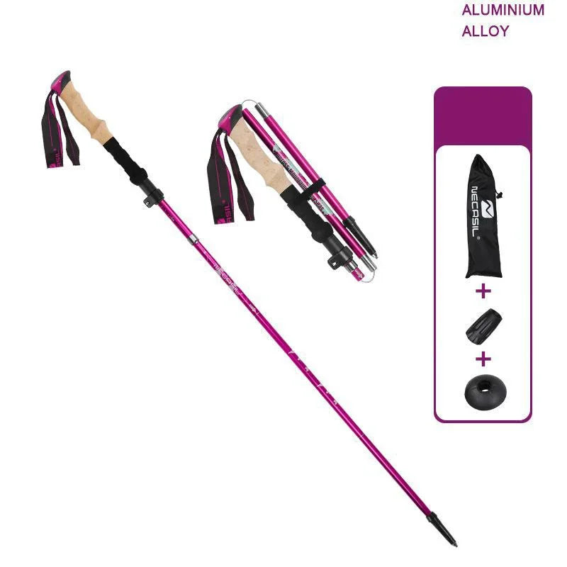 Collapsible Hiking Stick-Lightweight,Foldable Retractable Trekking Poles with Adjustable Heights-Walking Backpacking,Camping