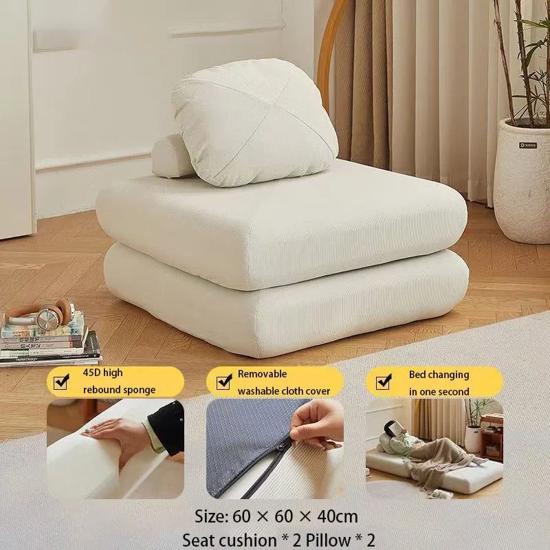 Lazy Sofa Single Person Detachable And Washable Sofa Home Furniture Living Room Sofa Bed Dual-useTatami Tofu Sofa New