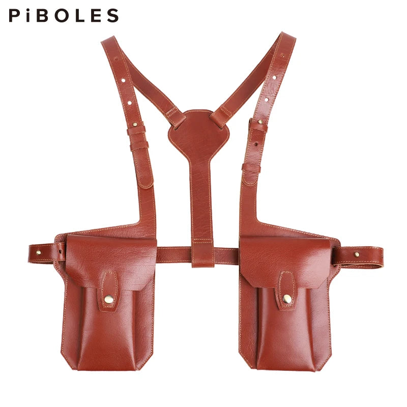 Genuine Leather Sling Holster Bag Invisible Anti-theft Jacket Vest Motorcycle Style Halloween Role Playing Festival Bag Unisex