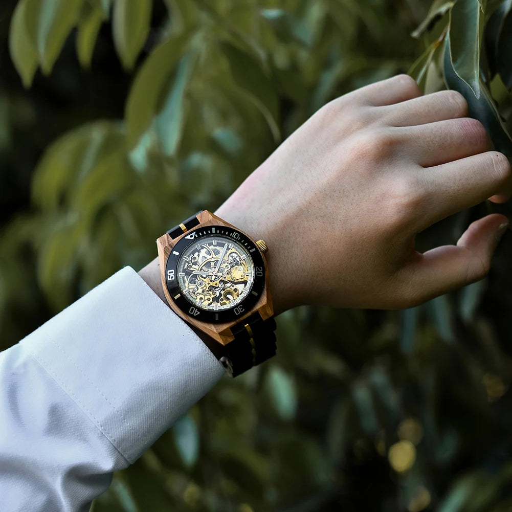 Mechanical Watch BOBO BIRD Wooden Watches Men Luxury Fashion Automatic Wristwatch Luminous Timepiece Clock Custom Gift Box OEM