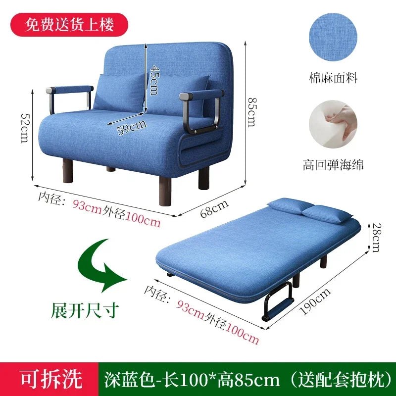 Home Furniture Modern Simple Foldable Sofa Bed New Multi-functional Internet Celebrity Living Room Double Push Retractable Sofa