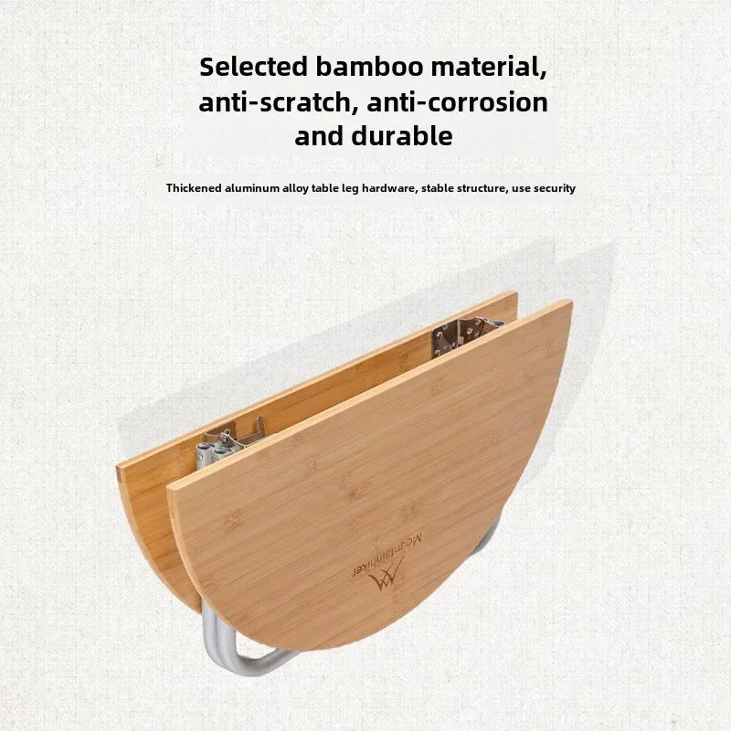 MOUNTAINHIKER Outdoor Camping Bamboo Folding Table, Portable Folding Table, Outdoor Dining Table, Picnic BBQ Table, Quick Storag