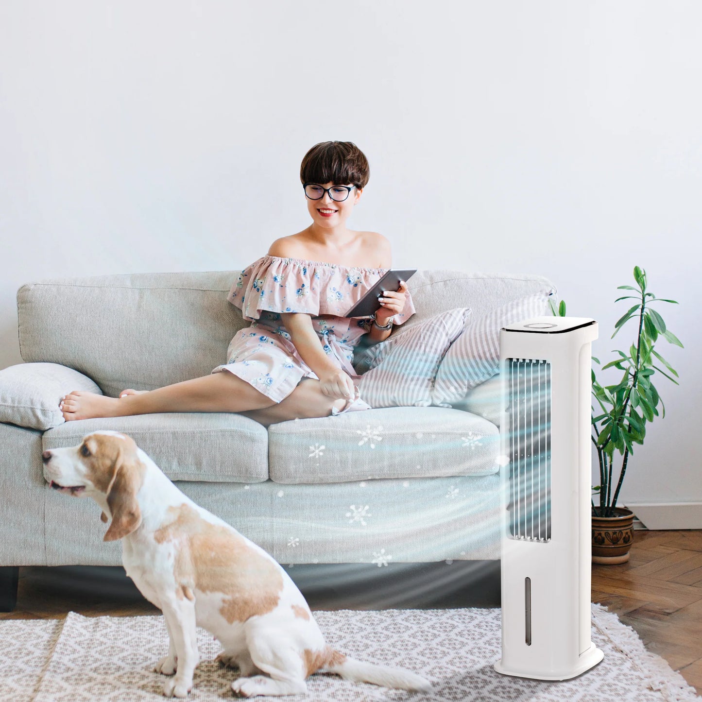 HOMCOM Evaporative Air Cooler with Timer, Oscillating, Ice Cooling Tower Fan