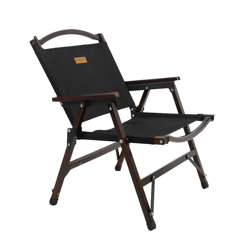 Mountainhiker Outdoor Chair Camping Folding Portable Backrest Chair Camping Leisure Faux Wood Armrest Fishing Garden Chair