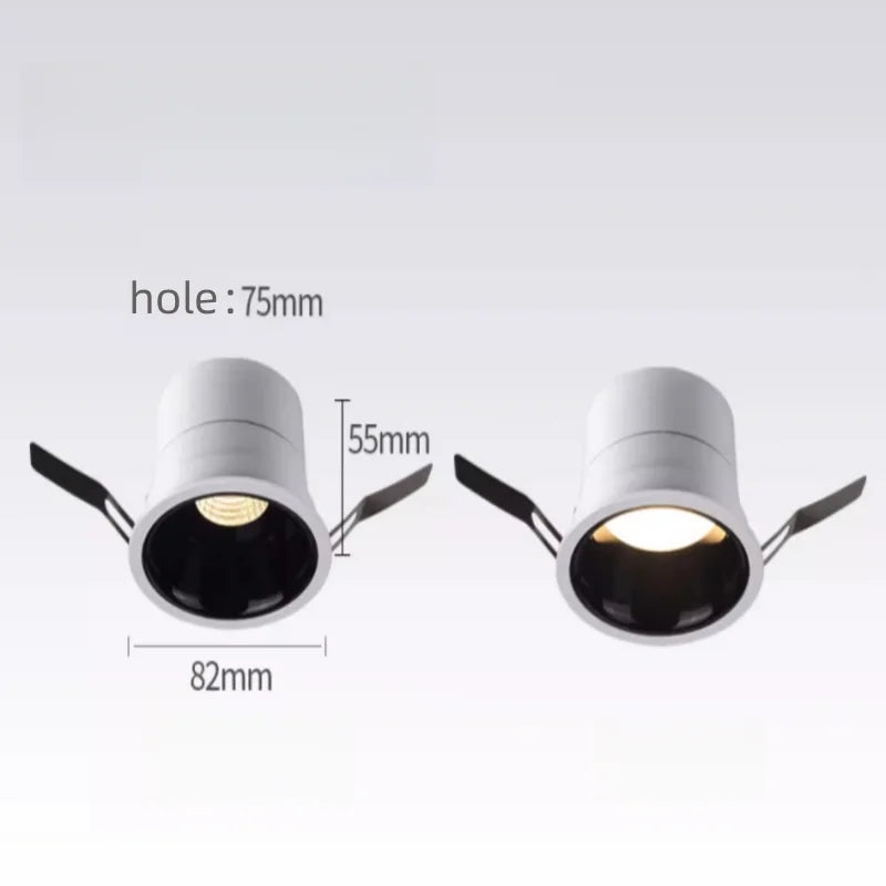 Embedded LED home living room ceiling wall washer lamp with anti-glare feature, small hill-shaped ultra-thin downlight